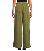 Good American Lite Linen Mid-Rise Straight Leg Pants