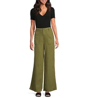 Good American Lite Linen Mid-Rise Straight Leg Pants