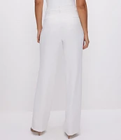 Good American Luxe Suiting Side Pocket Pleated High Rise Straight Leg Column Trouser