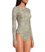 Good American Mesh Boatneck Long Sleeve Bodysuit