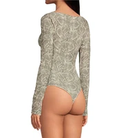 Good American Mesh Boatneck Long Sleeve Bodysuit