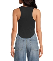 Good American Micro Rib Scoop Neckline Sleeveless Tank
