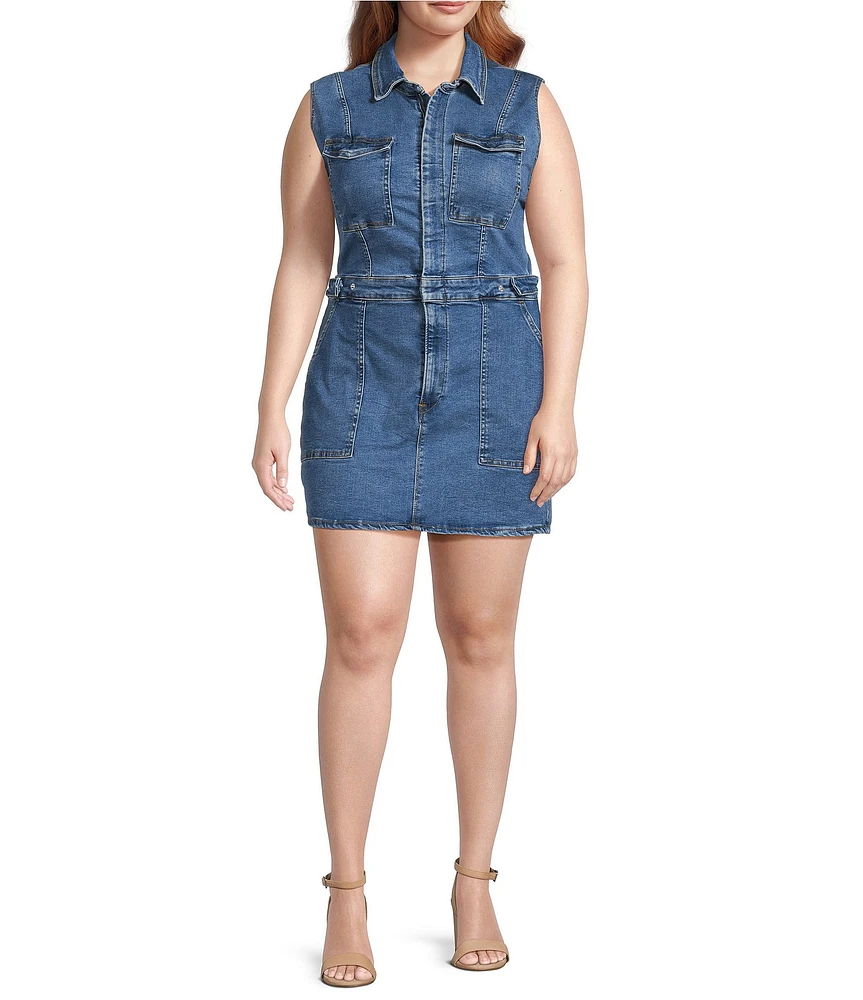 Good American Plus Size Fit For Success Sleeveless Mini Denim Dress