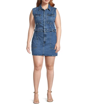 Good American Plus Size Fit For Success Sleeveless Mini Denim Dress