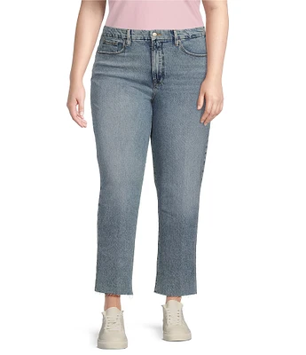 Good American Plus Good Boy Straight Cropped High Rise Jeans