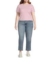 Good American Plus Good Boy Straight Cropped High Rise Jeans