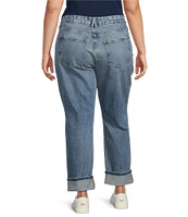 Good American Plus Good Classic Mid-Rise Slim Straight Jeans