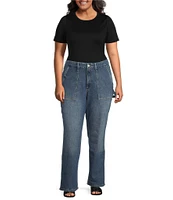 Good American Plus Good Icon Mid Rise Straight Carpenter Jeans