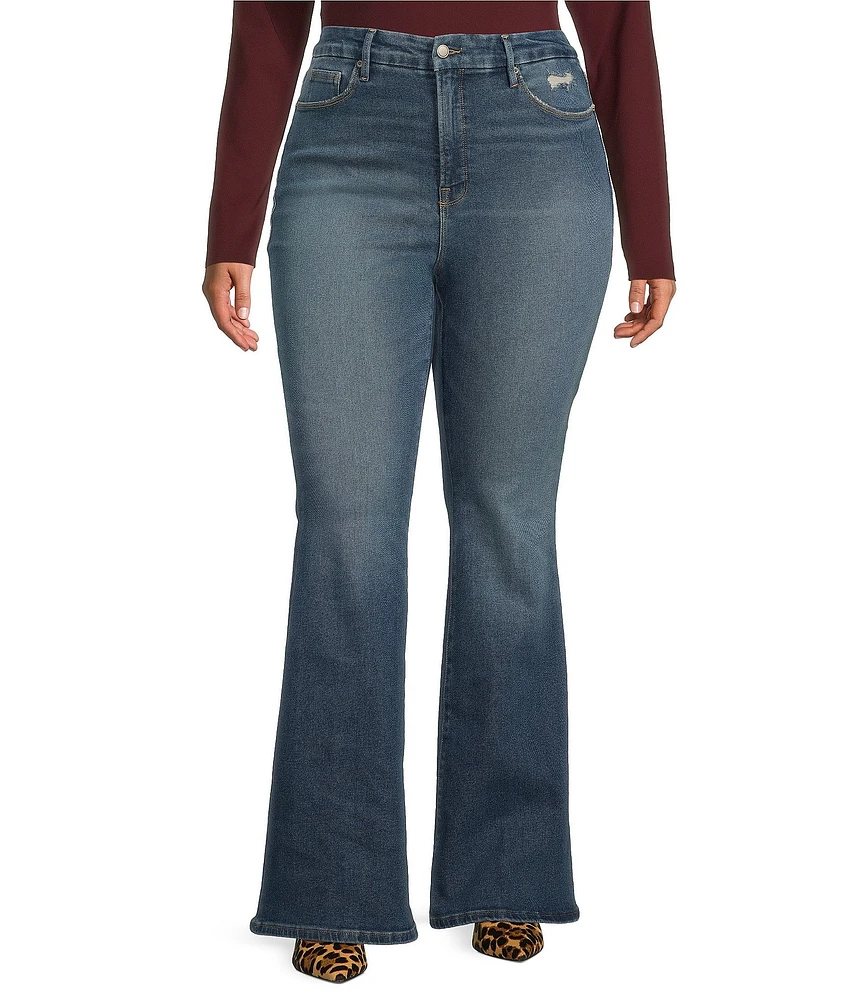 Good American Plus Good Legs Flare Mid Rise Jeans