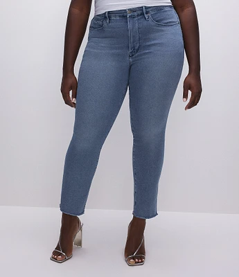 Good American Plus Good Legs Straight Denim Split Pocket Jeans