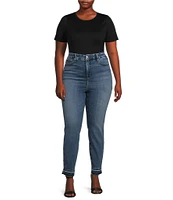 Good American Plus Good Waist Crop Released Hem Jeans