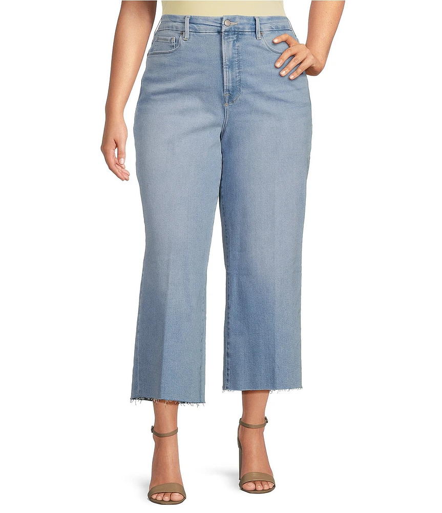 Good American Plus Good Waist Palazzo Light Compression High Rise Crop Jeans