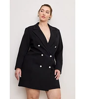 Good American Plus Ponte Notch Collar Long Sleeve Embellished Blazer Dress