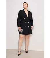 Good American Plus Ponte Notch Collar Long Sleeve Embellished Blazer Dress