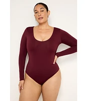 Good American Plus Scuba Scoop Neck Long Sleeve Bodysuit