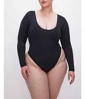 Good American Plus Scuba Scoop Neck Long Sleeve Bodysuit