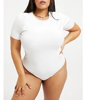 Good American Plus Size Compressive Scuba Crew Neck Short Sleeve Bodysuit