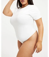 Good American Plus Size Compressive Scuba Crew Neck Short Sleeve Bodysuit