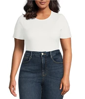 Good American Plus Size Compressive Scuba Crew Neck Short Sleeve Bodysuit