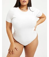Good American Plus Size Compressive Scuba Crew Neck Short Sleeve Bodysuit