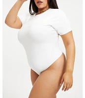 Good American Plus Size Compressive Scuba Crew Neck Short Sleeve Bodysuit
