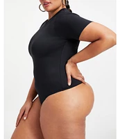 Good American Plus Size Compressive Scuba Crew Neck Short Sleeve Bodysuit