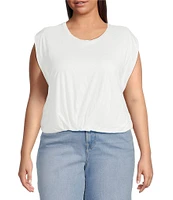 Good American Plus Size Cotton Muscle Crew Neck Sleeveless Tee