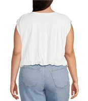 Good American Plus Size Cotton Muscle Crew Neck Sleeveless Tee