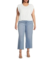 Good American Plus Size Cotton Muscle Crew Neck Sleeveless Tee