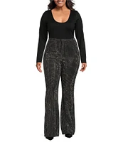 Good American Plus Size Crystal Pull-On Flare Leggings