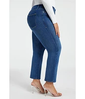 Good American Plus Size Good Leg High Rise Straight Stretch Denim Jeans