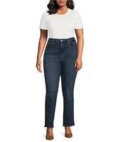 Good American Plus Size Good Leg High Rise Straight Stretch Denim Jeans