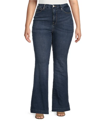 Good American Plus Size Good Legs Flare Denim Mid Rise Jeans