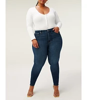 Good American Plus Size Good Legs High Rise Gap-Proof Waistband Stretch Denim Skinny Jeans