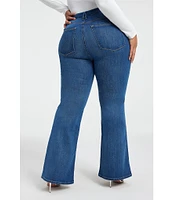 Good American Plus Size Good Legs High Rise Stretch Denim Flared Jeans