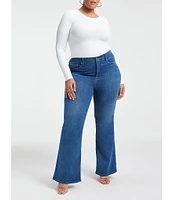 Good American Plus Size Good Legs High Rise Stretch Denim Flared Jeans