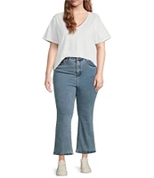 Good American Plus Size Good Legs Mid Rise Cropped Mini Boot Jeans