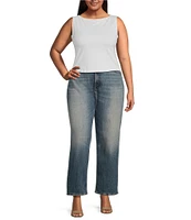 Good American Plus Size Good Standard Mid Rise Straight Jeans