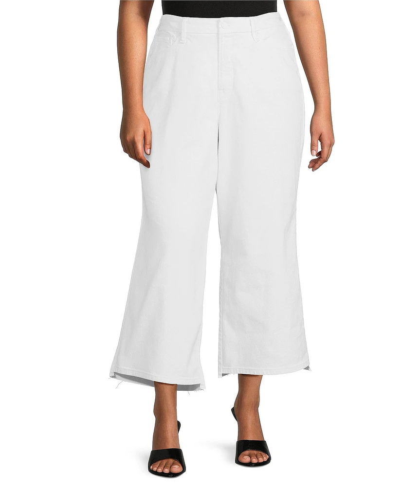 Good American Plus Size Good Waist Ultra High Rise Cropped Palazzo Jeans