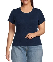 Good American Plus Size Jeanius Crew Neck Short Sleeve Fitted Tee