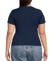 Good American Plus Size Jeanius Crew Neck Short Sleeve Fitted Tee