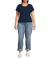 Good American Plus Size Jeanius Crew Neck Short Sleeve Fitted Tee