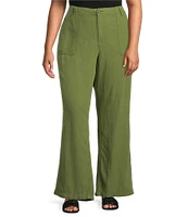 Good American Plus Size Lite Linen Mid Rise Straight Leg Pants