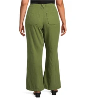 Good American Plus Size Lite Linen Mid Rise Straight Leg Pants