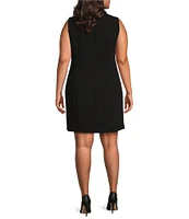 Good American Plus Size Luxe Suiting Notch Lapel Sleeveless Mini Blazer Dress