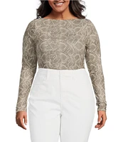 Good American Plus Size Mesh Boatneck Long Sleeve Bodysuit