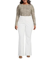 Good American Plus Size Mesh Boatneck Long Sleeve Bodysuit