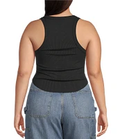 Good American Plus Size Micro Rib Scoop Neckline Sleeveless Tank
