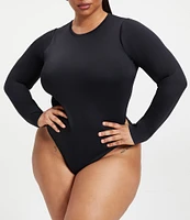 Good American Plus Size Scuba Crew Neck Long Sleeve Bodysuit