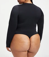 Good American Plus Size Scuba Crew Neck Long Sleeve Bodysuit